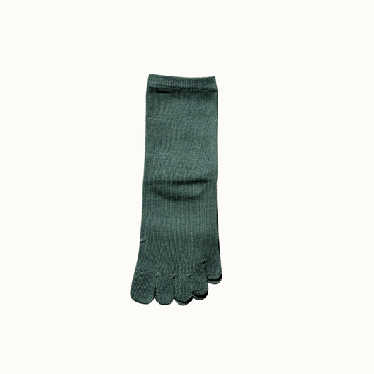 Cotton Five-Toe Short Socks – Foggy Green